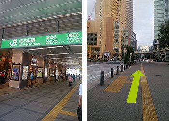 京浜東北・根岸線　桜木町駅の南改札、東口に出ます。