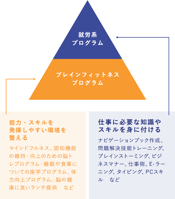職業準備性ピラミッドニューロワークス対応プログラムの図