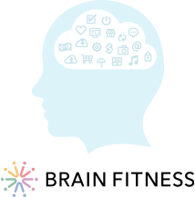 脳内のイメージ図とBRAIN FITNESSロゴ