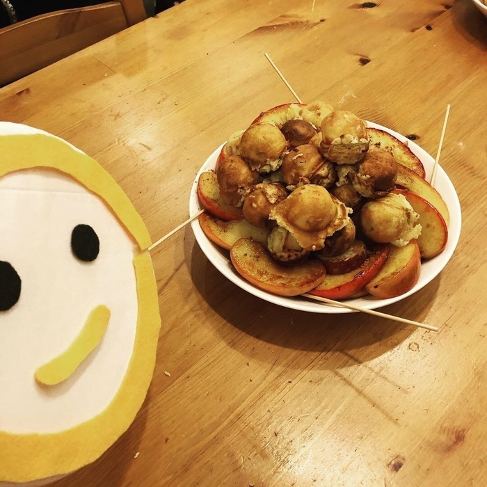 旬のりんごとさつまいもがはいったベビーカステラ